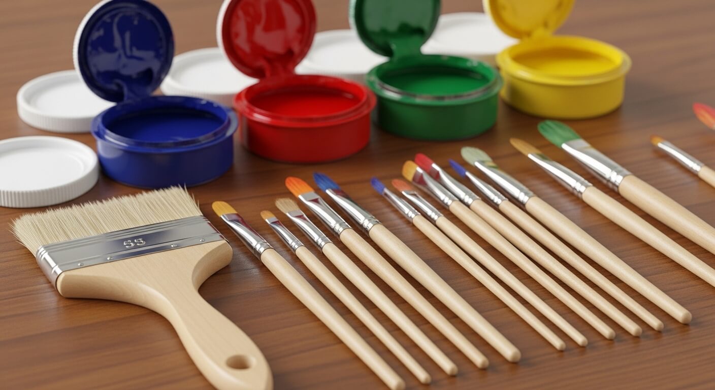 Professionele verfkwasten en kleurenstalen klaar voor gebruik