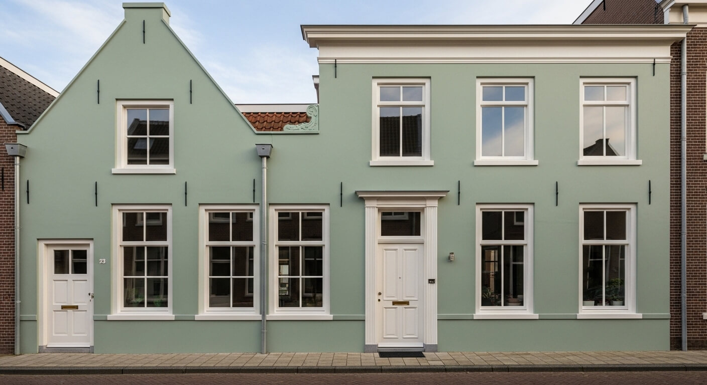 Fris geschilderde Nederlandse gevel